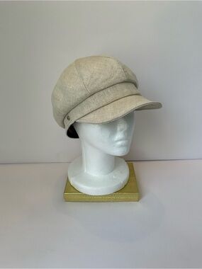 MAYSER Natural Beige Linen Newsboy Cap